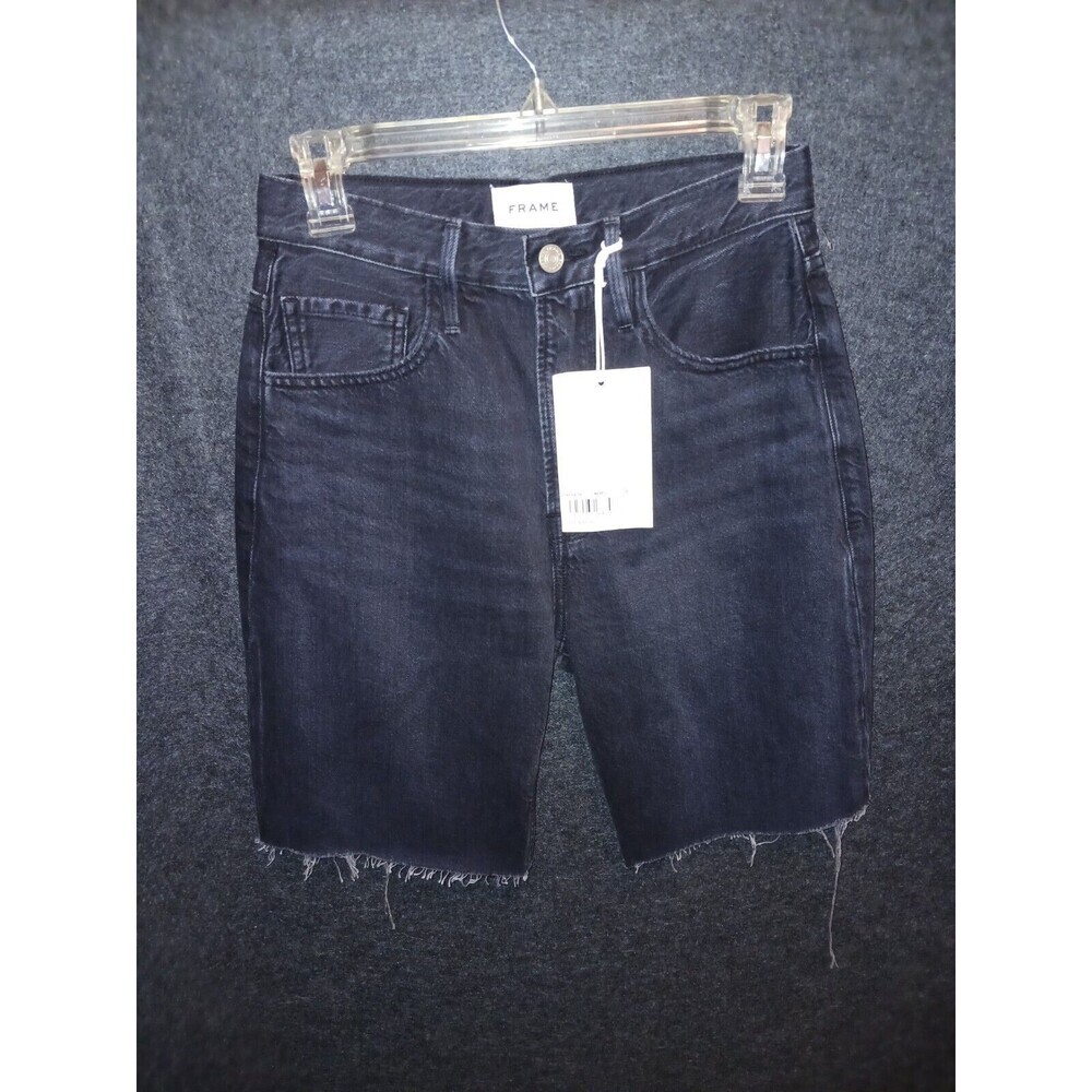FRAME Shorts‎ Women 24 High Rise Bermuda Black Denim Jean Shorts Cutoffs Inkwell